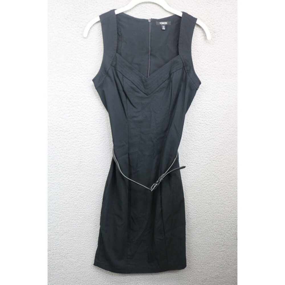 OXOX Black Sleeveless Stretchy Dress-Belted-Size 9/10-Goth-Witchy